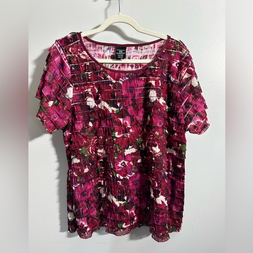 George Women's Size 2XL Floral Short Sleeve Layered Blouse | SKU 0515